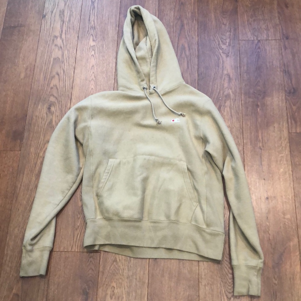 taupe reverse weave champion hoodie
